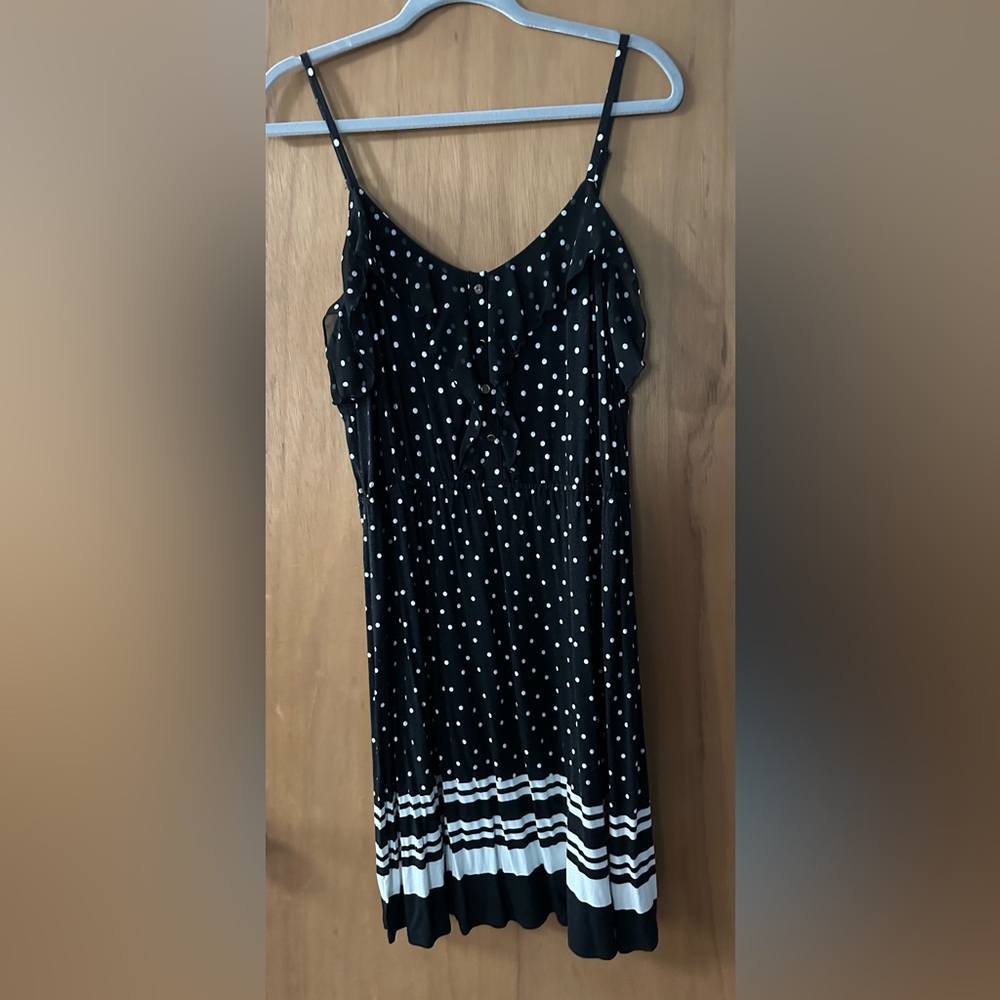 Elle Black and White Dress With Dots and Stripes